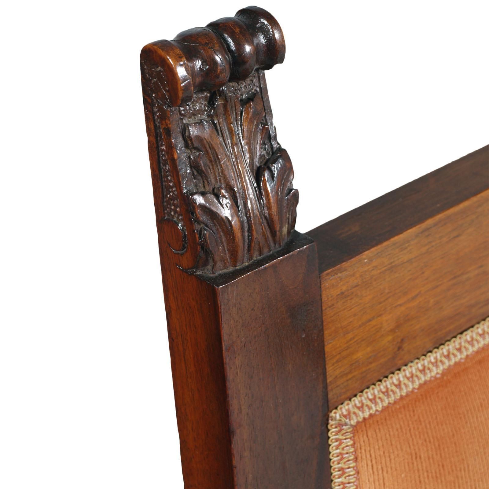 Early 20th Century Carved Renaissance Tuscany Throne Armchair, Wax Polished photo furniture