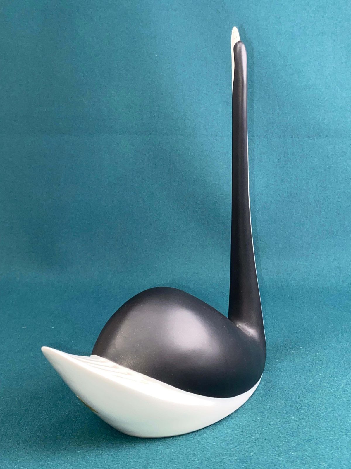 Czechoslovakia Porcelain B & W Swan Figurine By Jaroslav Jezek Royal Dux 1960s photo for sale
