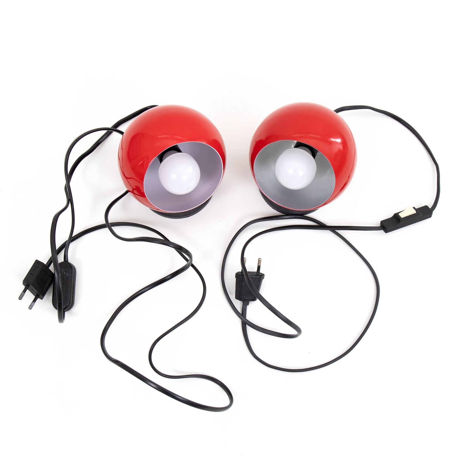 Lighting Red Mag Ball Light Pair By Abo Randers Of Denmark, 1960s photo