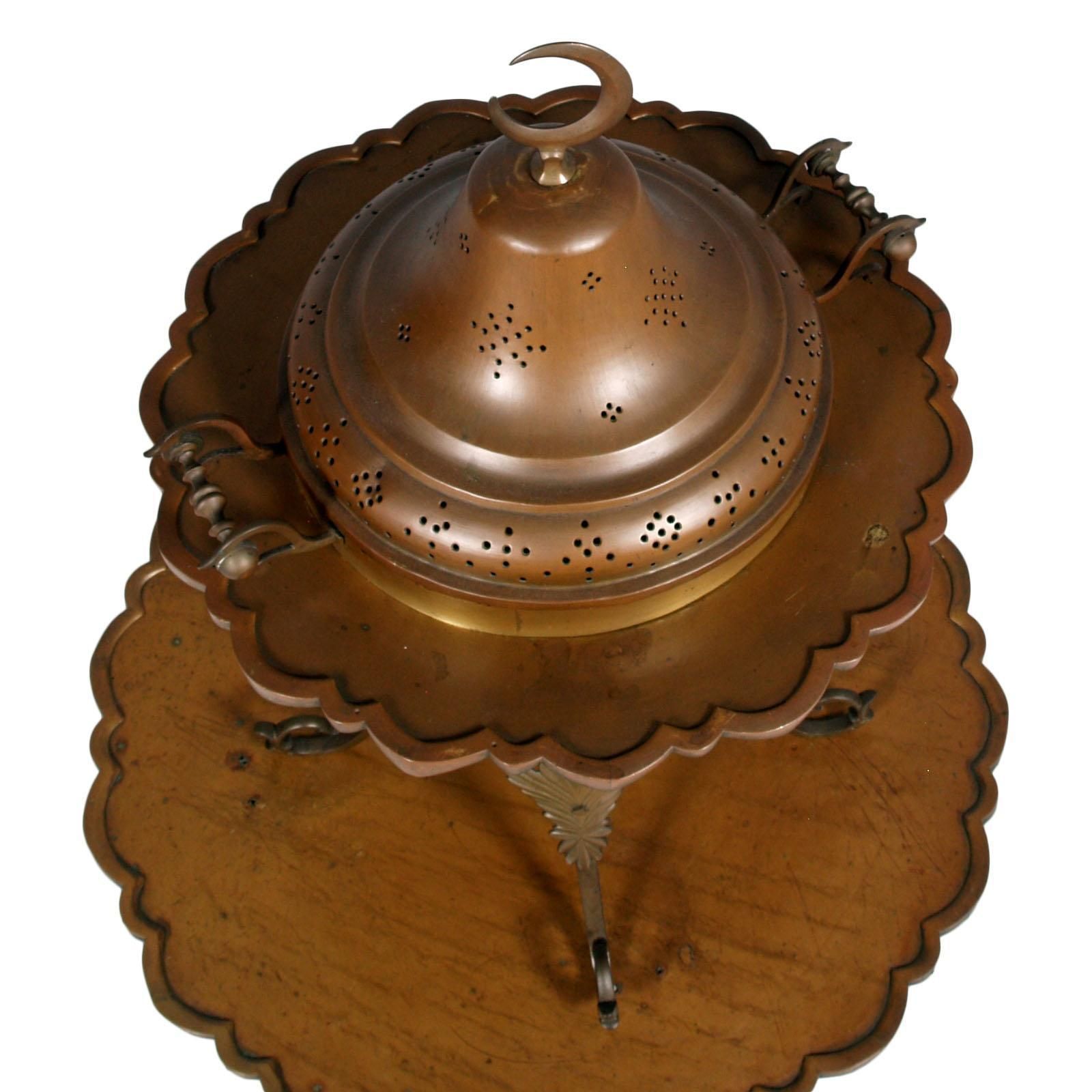 Antique Brazier Heating In Embossed Thick Brass Slab With Cast Bronze Structure photo furniture