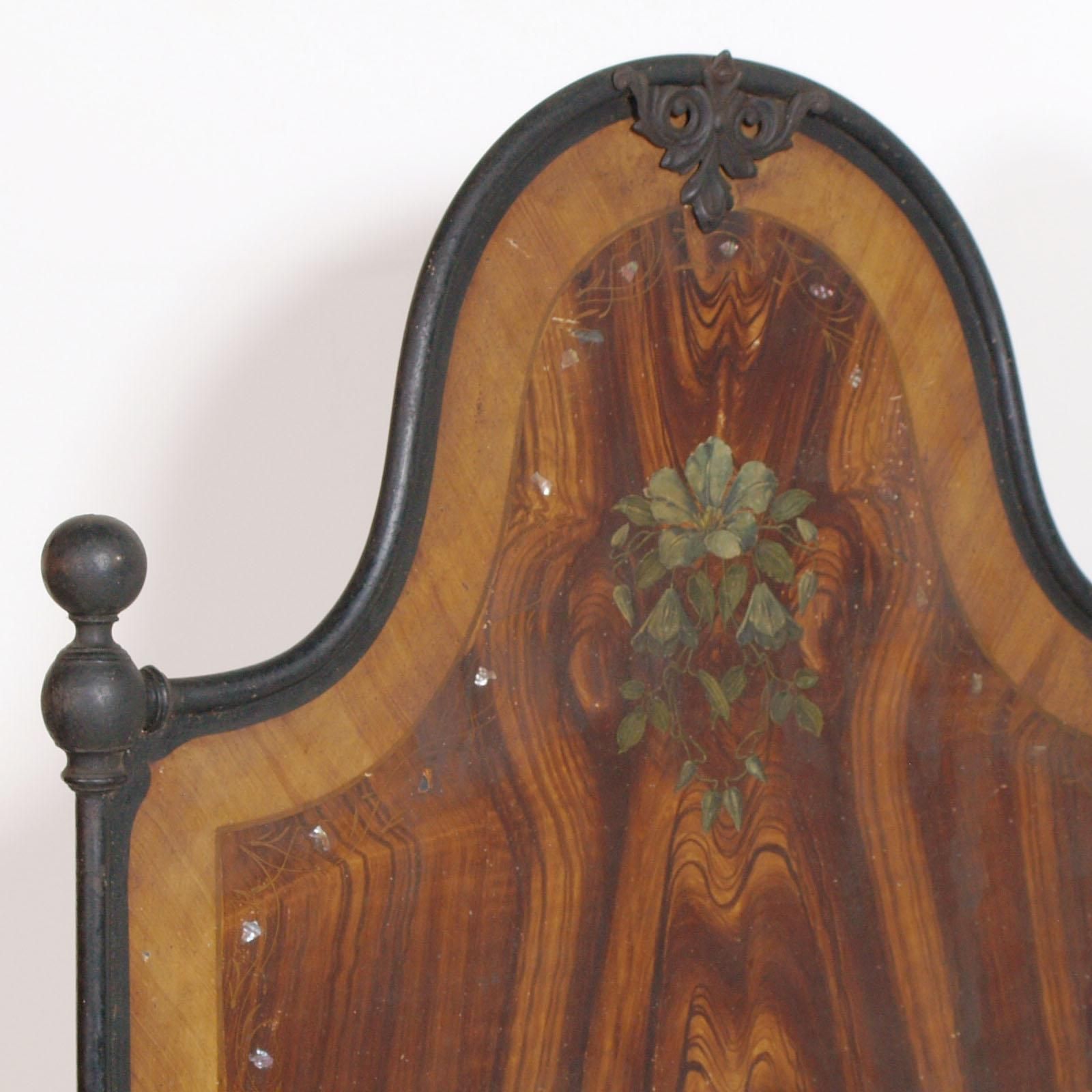 Italian 19th Century Bed Wrought Iron, Decorated With Mother Of Pearl Scales photo 2951.2
