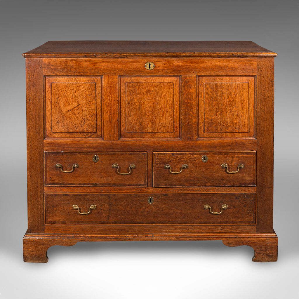 Large Antique Mule Chest, Georgian, Oak, Coffer Over Three Drawers, Circa 1780 photo for sale