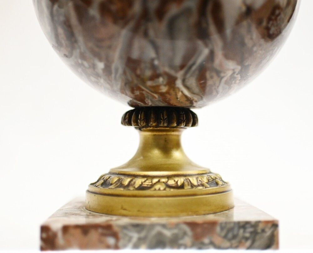 Pair Marble Cassolette Urns French Empire Decorative Vases 1890 photo vinterior
