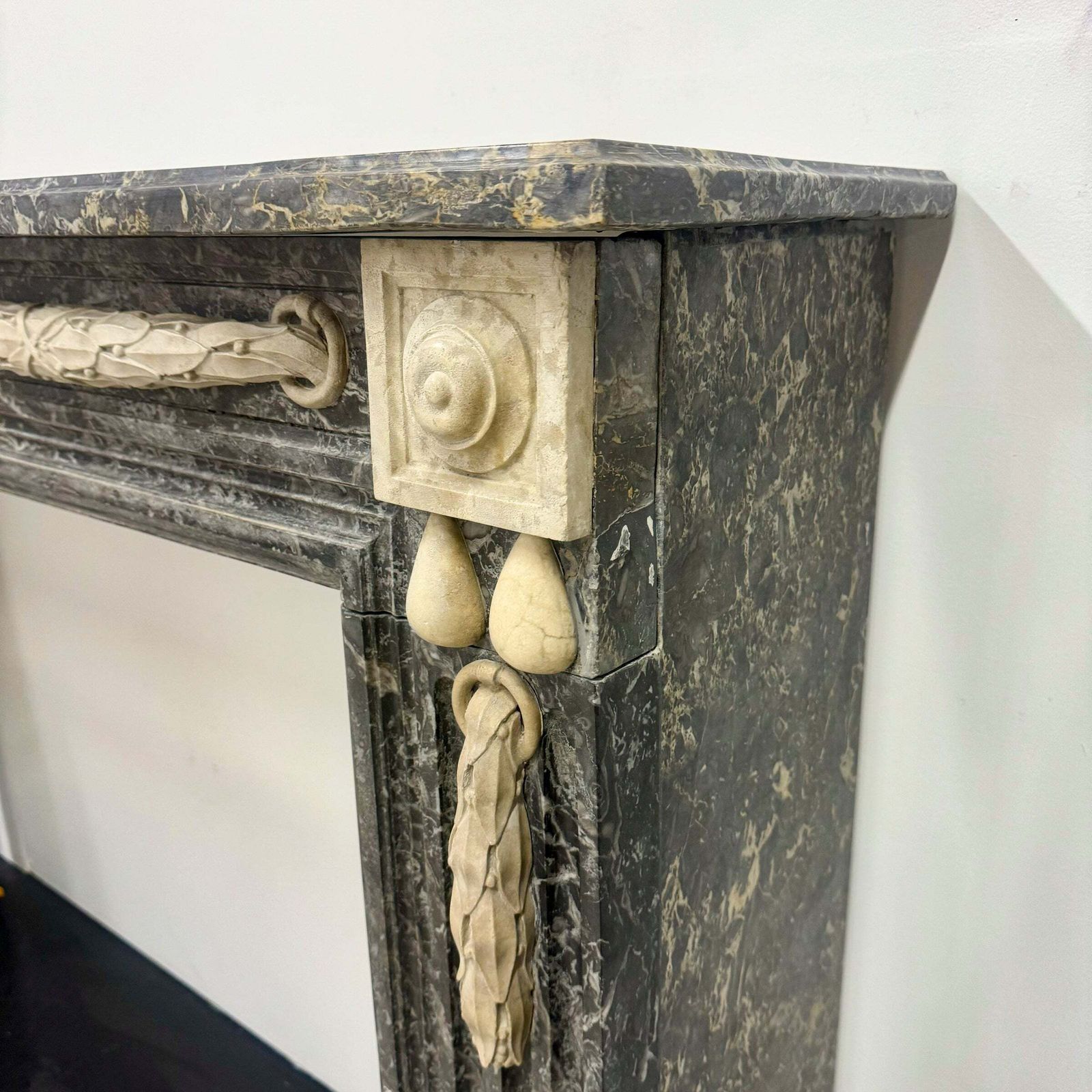 Antique Italian Empire Style Marble Fireplace Surround photo vintage