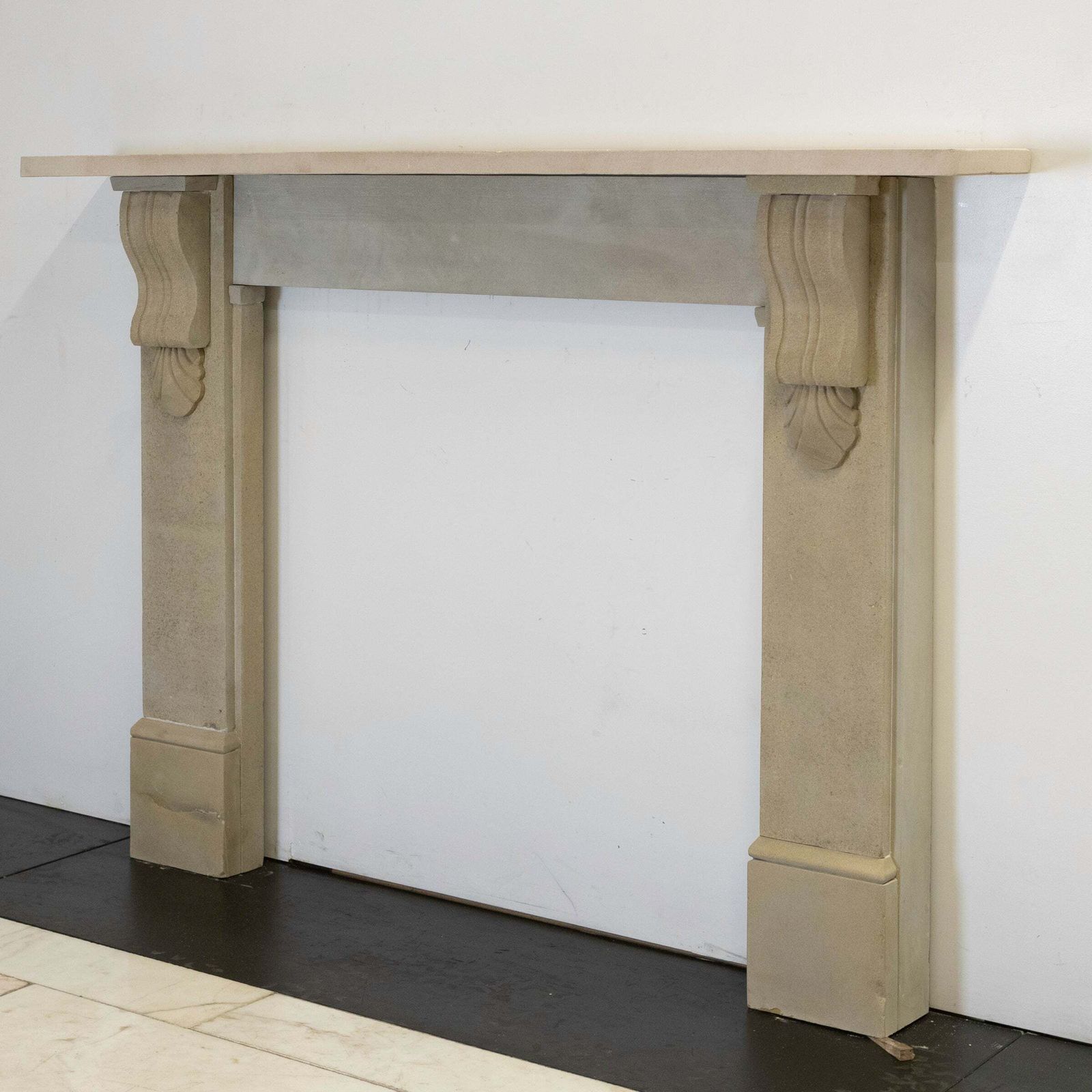 Antique Victorian Yorkstone Fireplace Surround With Corbels photo for sale