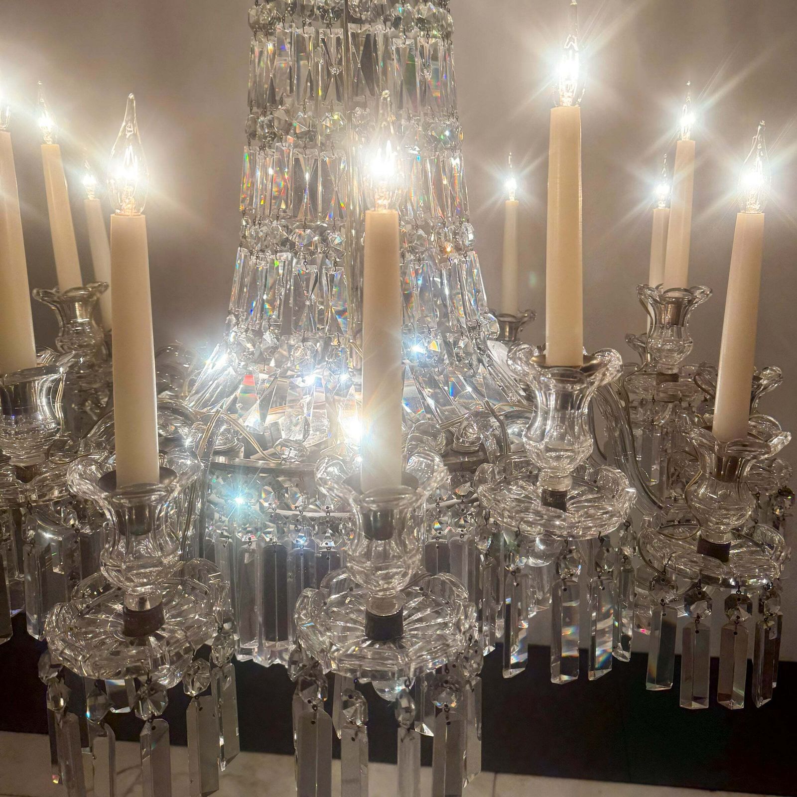 Mid 19th Century Antique Crystal Chandelier By F&C Osler Of Tent And Waterfall Design| 15 Arm photo for sale