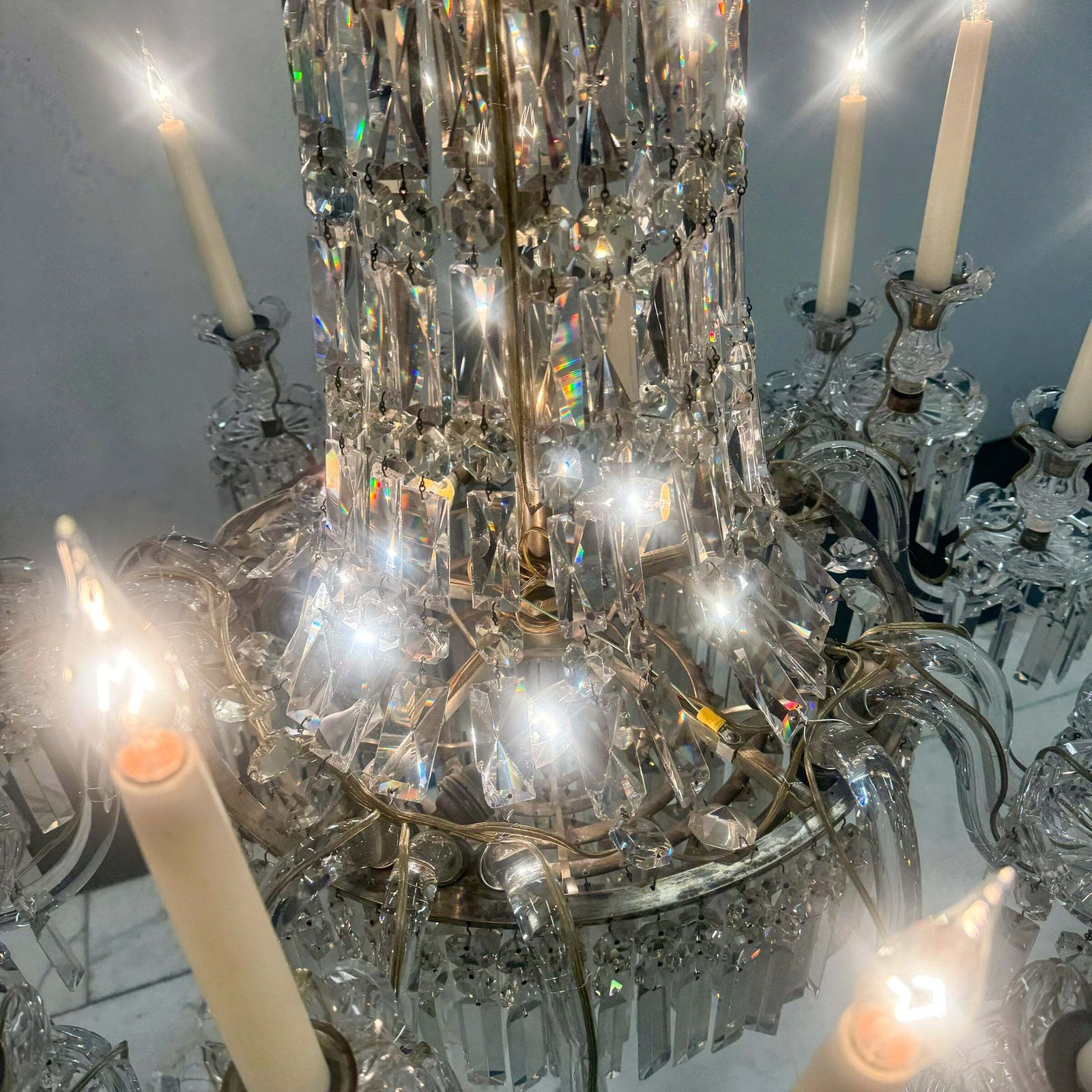 Mid 19th Century Antique Crystal Chandelier By F&C Osler Of Tent And Waterfall Design| 15 Arm photo Lighting