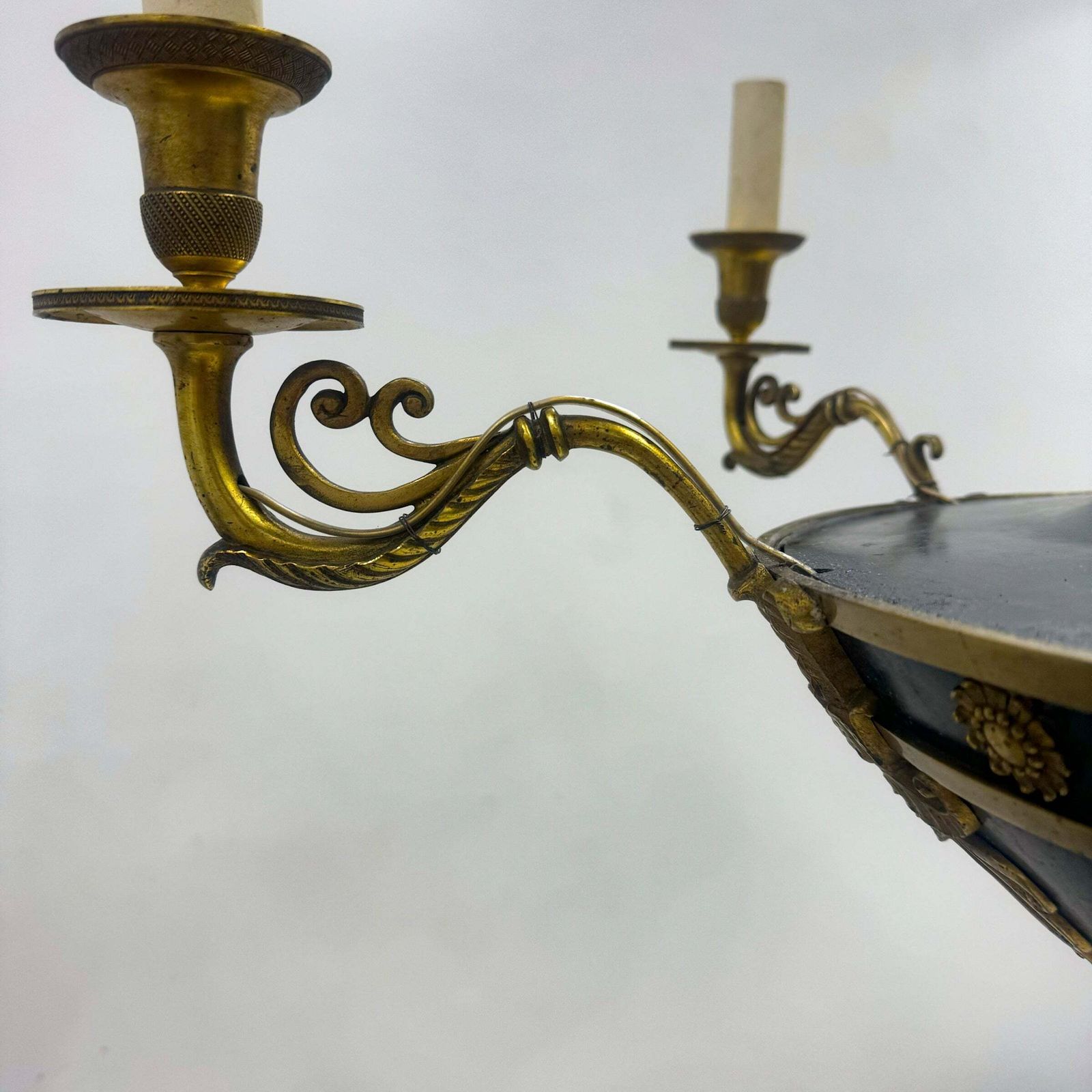 Antique French Empire Chandelier With Brass Accents | 6 Arms photo buy