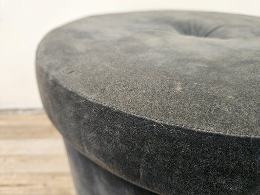 Mid Century Italian Round Velvet Stool, 1960s photo vinterior