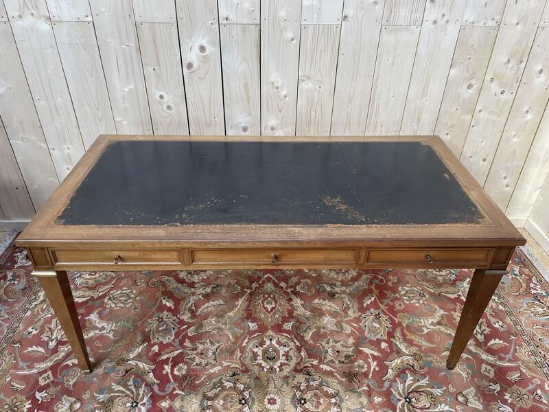 Bureau Plat De Style Louis XVI Cuir Noir photo buy