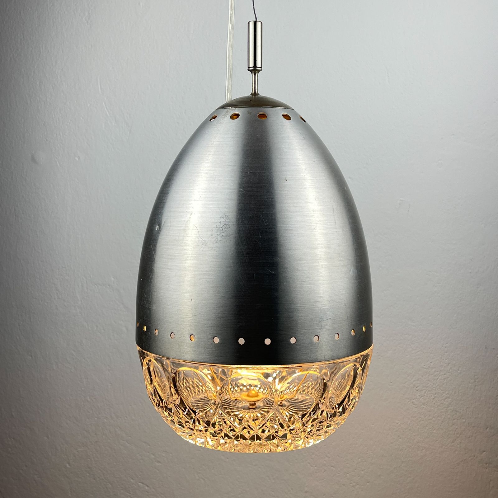 Mid Century Glass Pendant Lamp, Italy 1960s photo Lighting