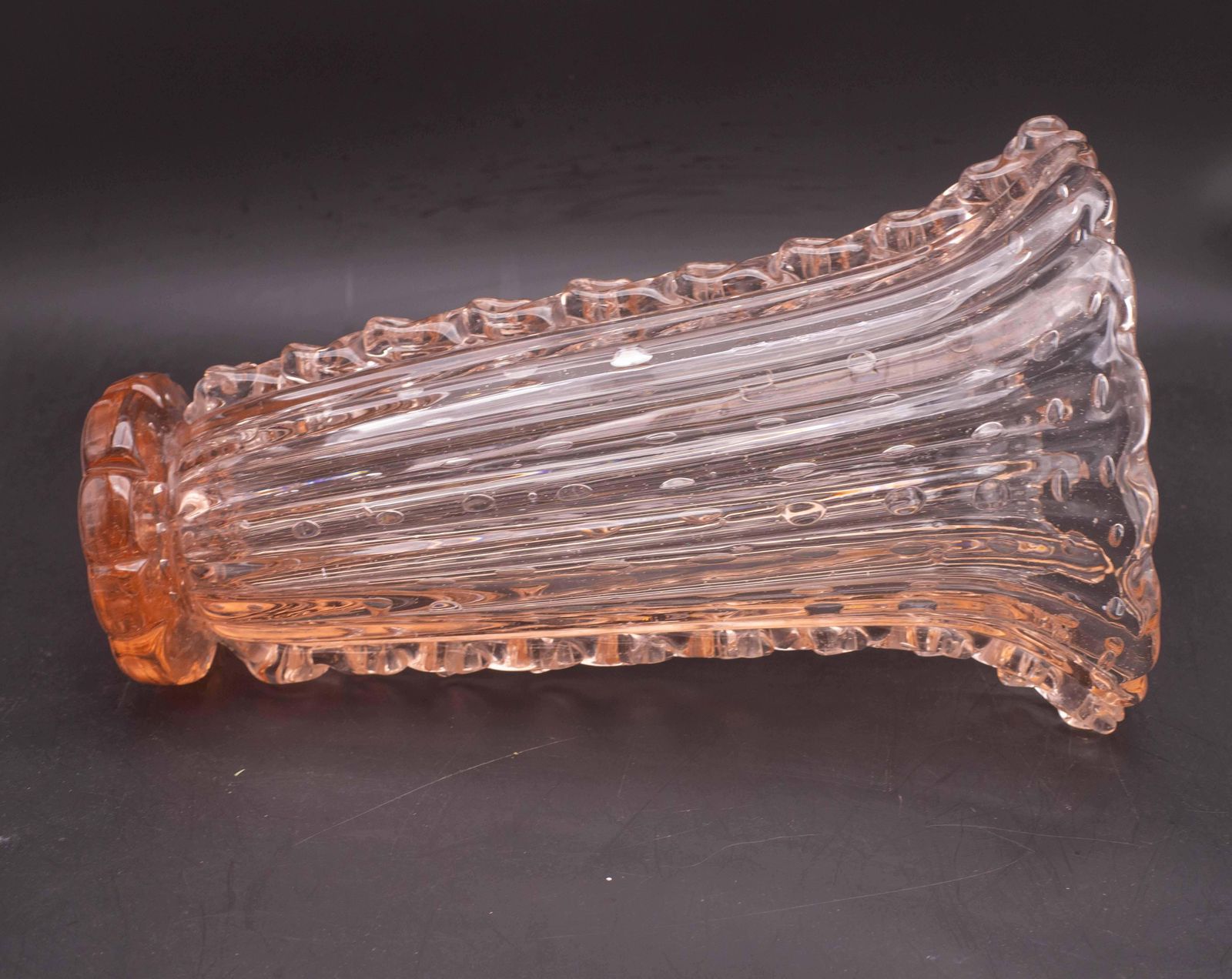 Art Decò Pink Large Size Murano Bullicante Vase By Barovier & Toso, 1950s photo 2578.0