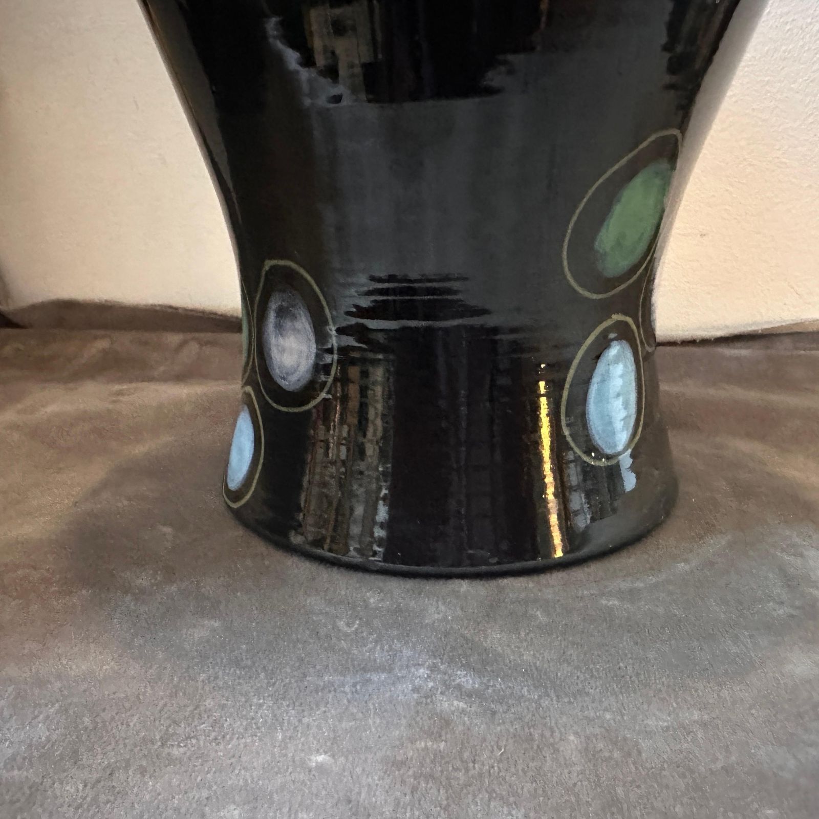 1960s Gio Ponti Style Mid Century Modern Hand Painted Ceramic Vase photo for sale