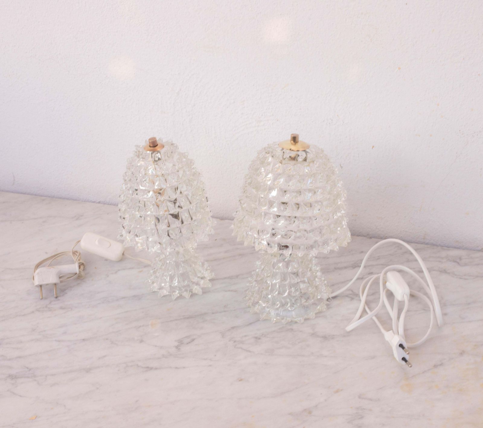Set Of 2 Table Lamp In Rostrato Murano Glass Vase For Barovier & Toso, 1940 photo vinterior