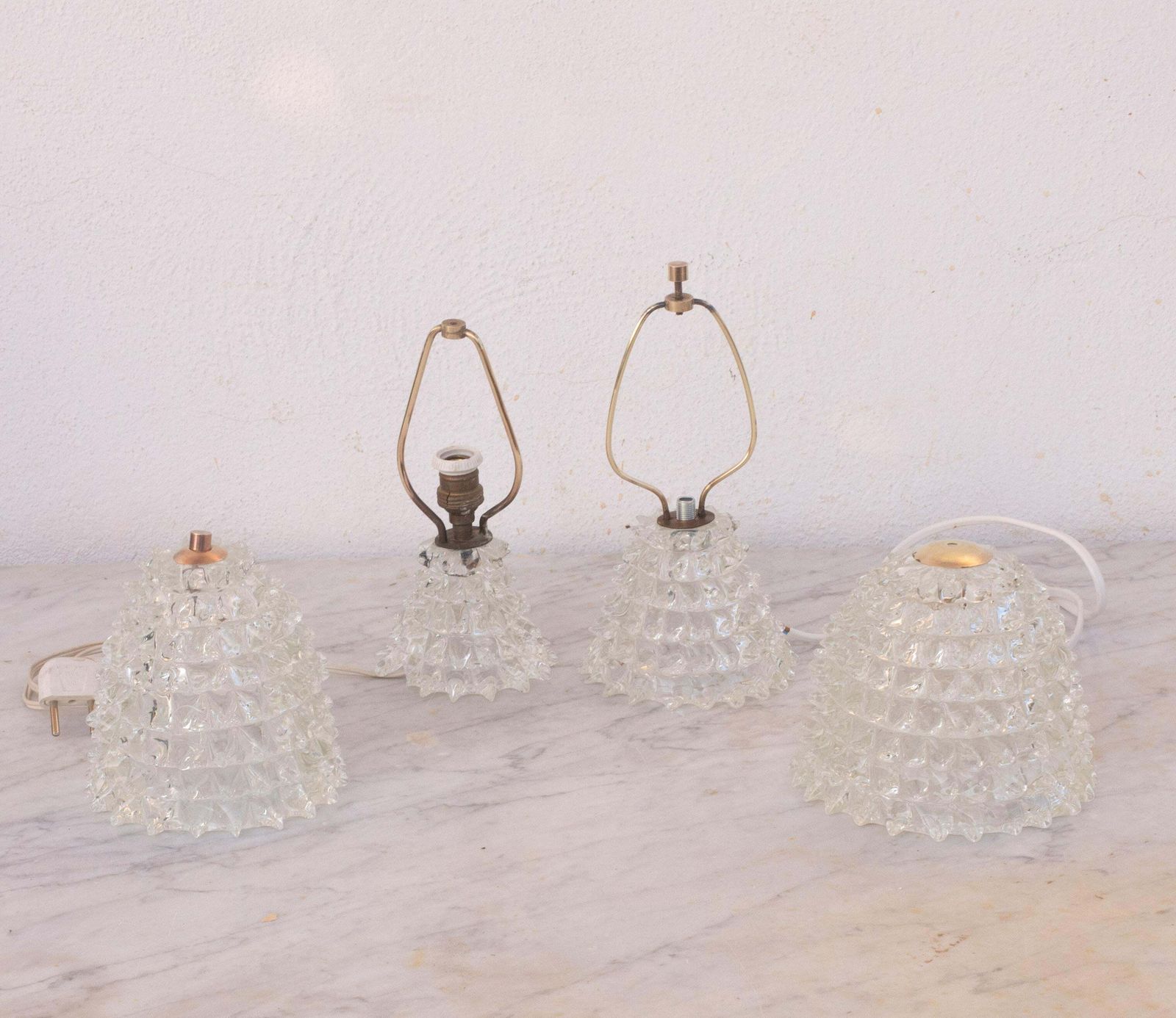 photo furniture Set Of 2 Table Lamp In Rostrato Murano Glass Vase For Barovier & Toso, 1940