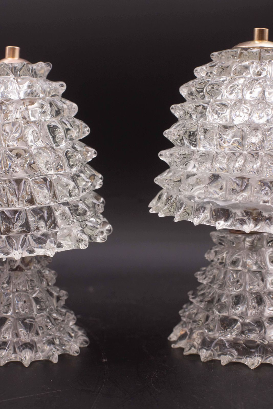 Lighting Set Of 2 Table Lamp In Rostrato Murano Glass Vase For Barovier & Toso, 1940 photo