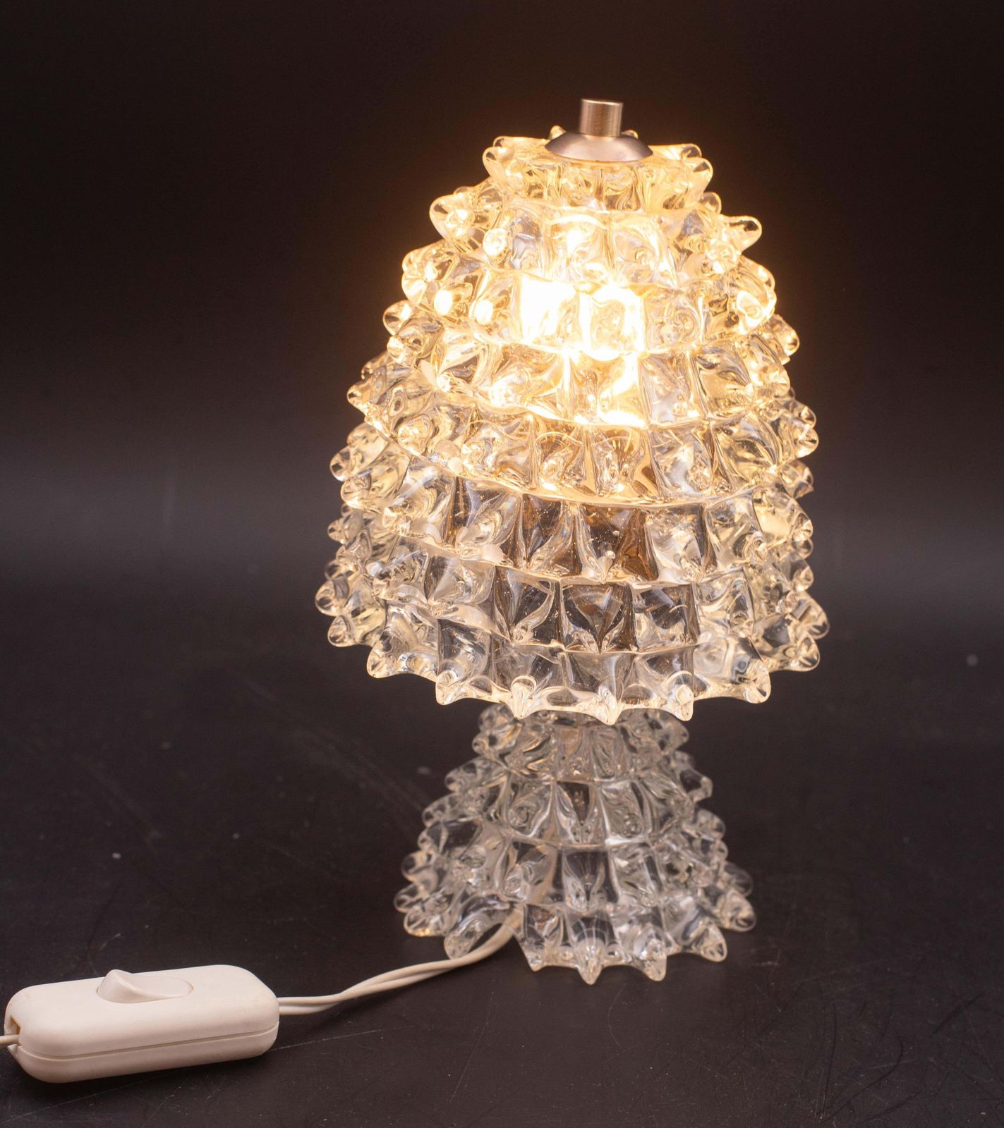 Elegant Table Lamp In Rostrato Murano Glass Vase For Barovier & Toso, 1950s photo for sale