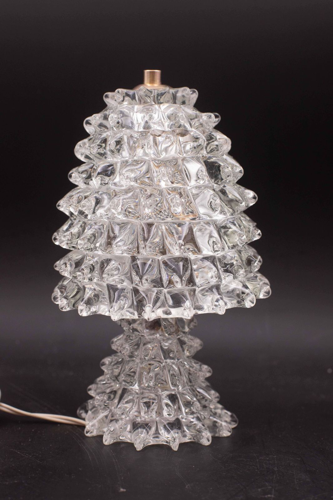 Elegant Table Lamp In Rostrato Murano Glass Vase For Barovier & Toso, 1950s photo Lighting