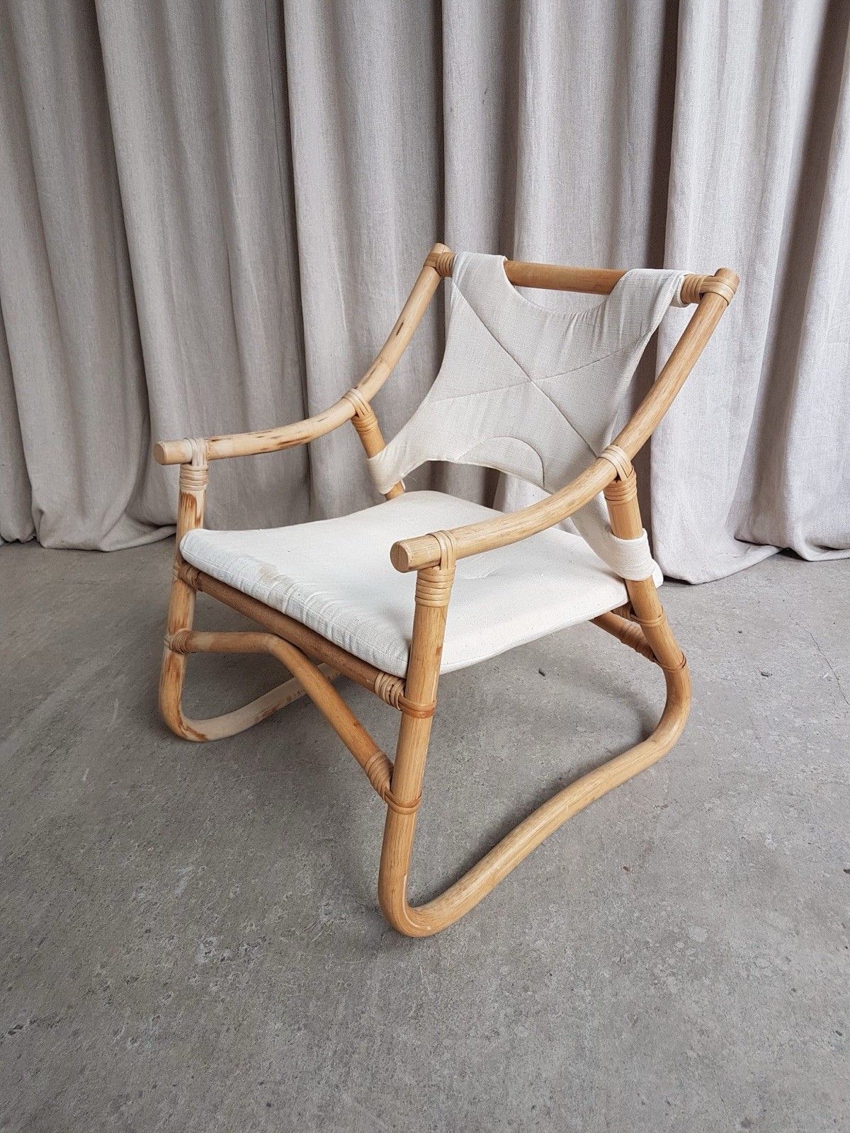 Vtg Mid Century Bamboo Sling Armchair Chair Danish Bohemian Boho Scandi R808 photo furniture