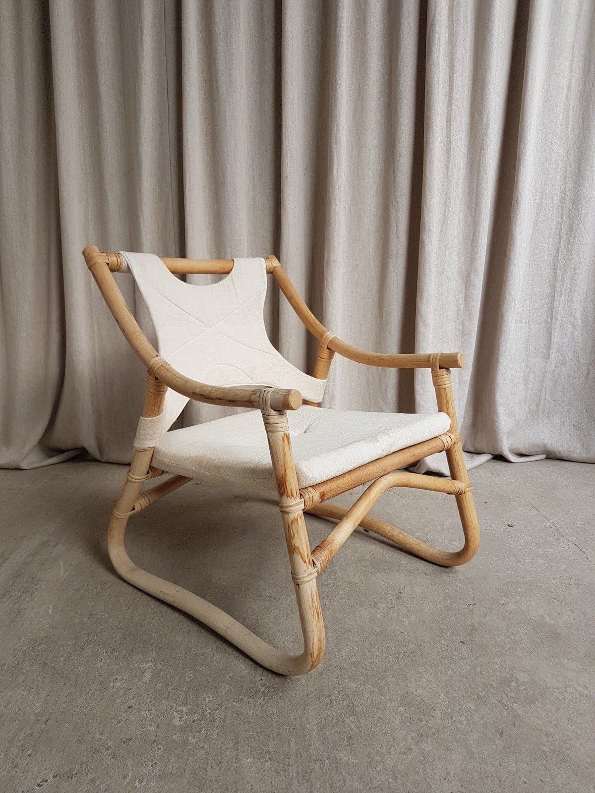 Vtg Mid Century Bamboo Sling Armchair Chair Danish Bohemian Boho Scandi R808 photo 304.75