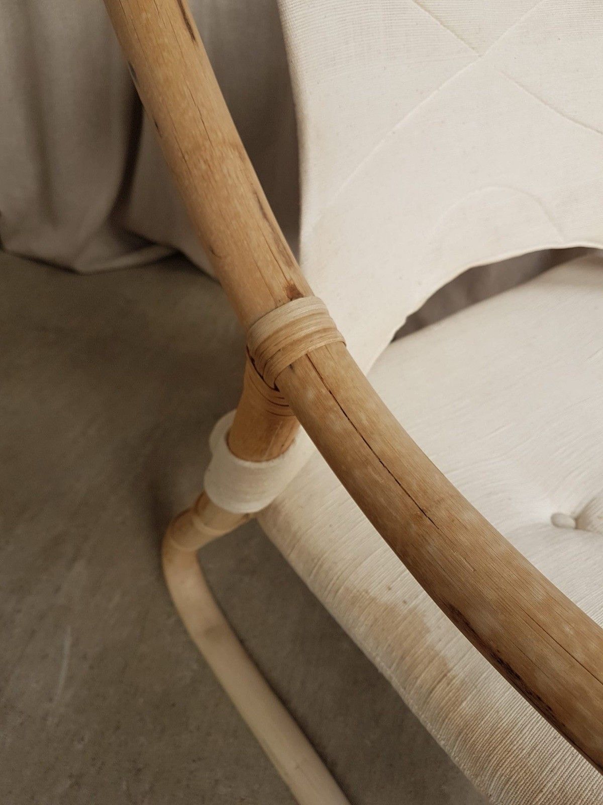 photo buy Vtg Mid Century Bamboo Sling Armchair Chair Danish Bohemian Boho Scandi R808