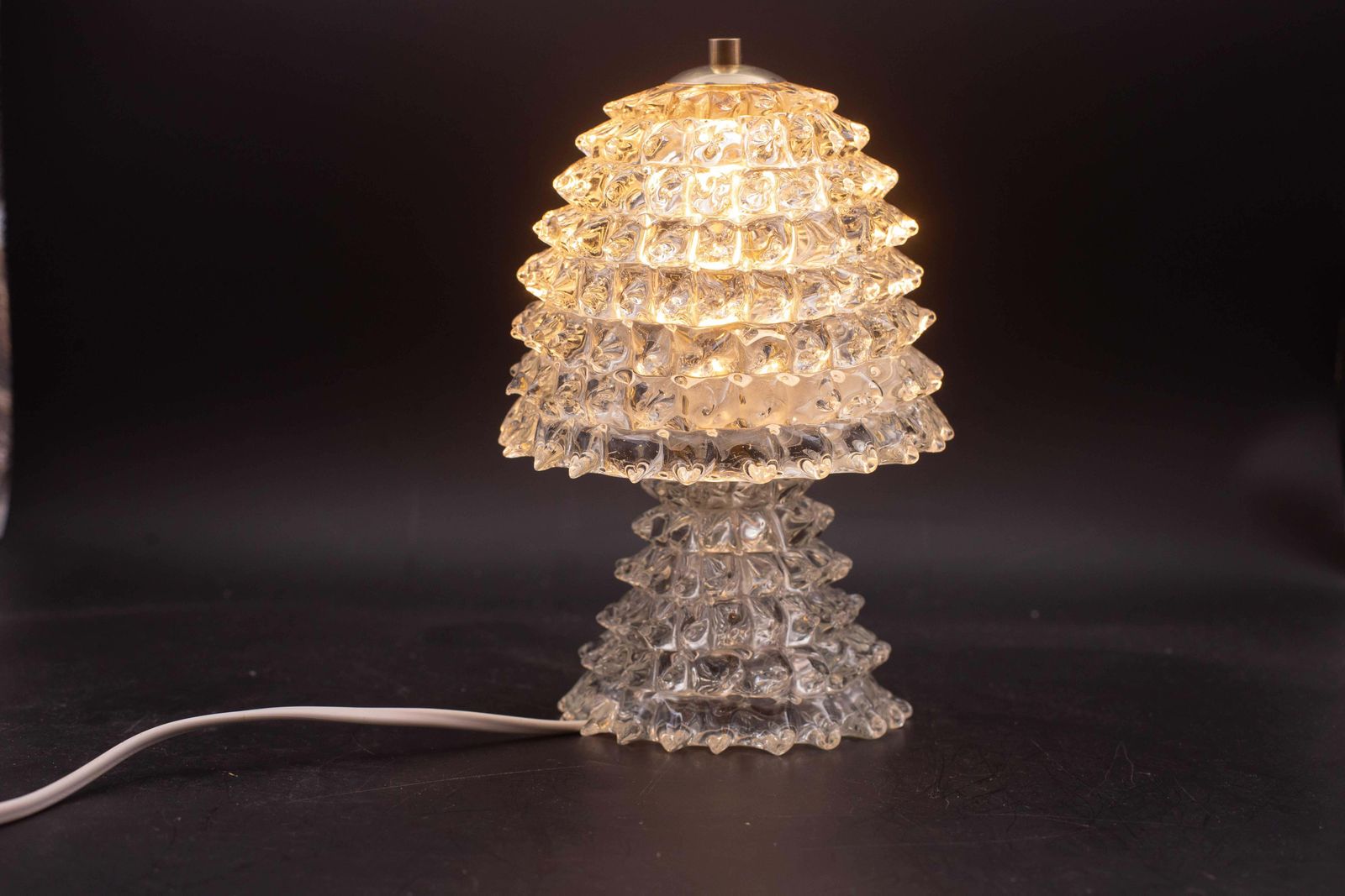 Charming Table Lamp In Rostrato Murano Glass Vase For Barovier & Toso, 1950s photo for sale