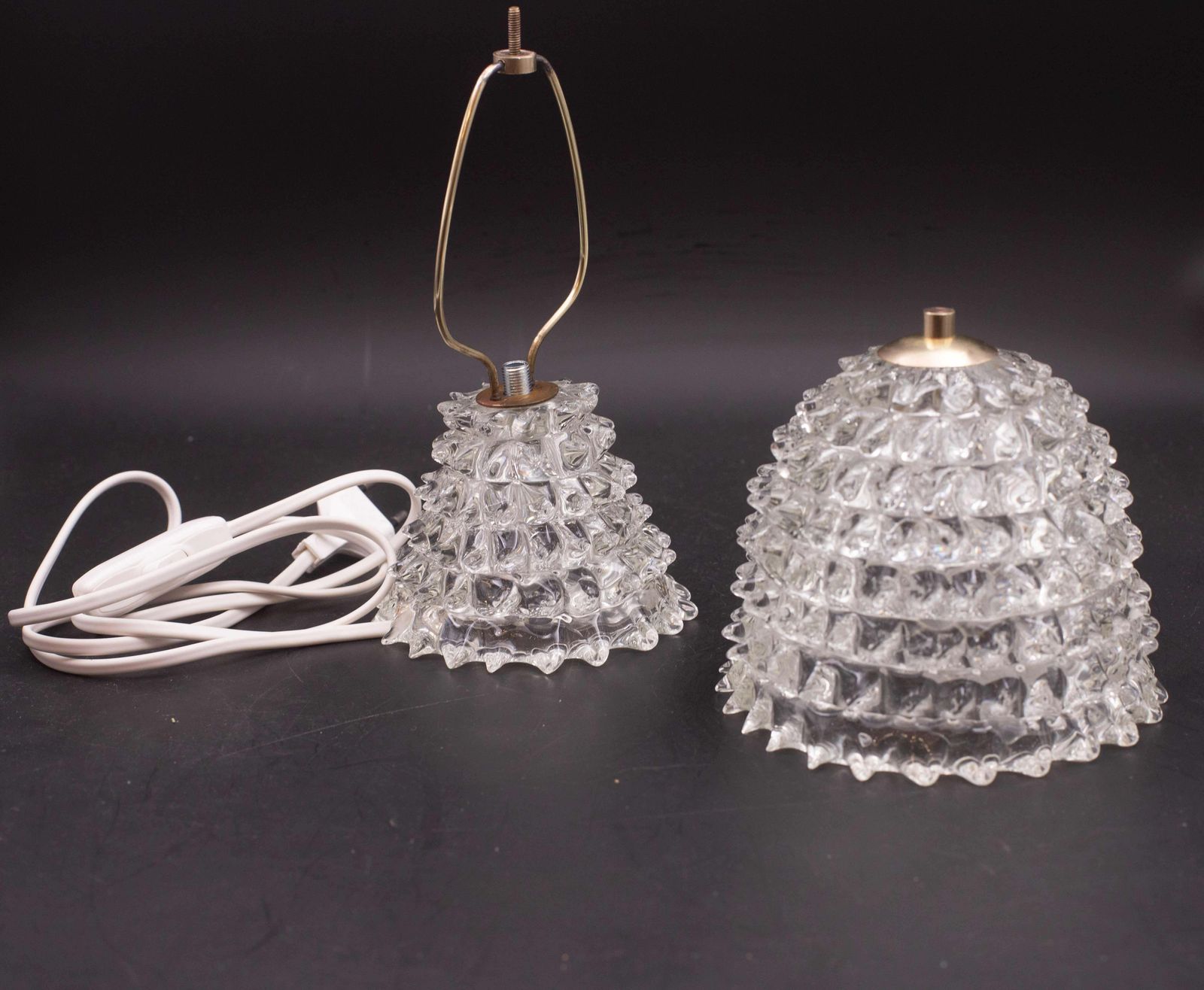 Charming Table Lamp In Rostrato Murano Glass Vase For Barovier & Toso, 1950s photo buy