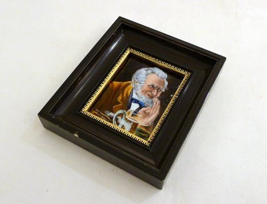 Small Male Portrait Painting, In Limoges Enamel Painted On Copper By Carmona, Mid 20th Century photo buy