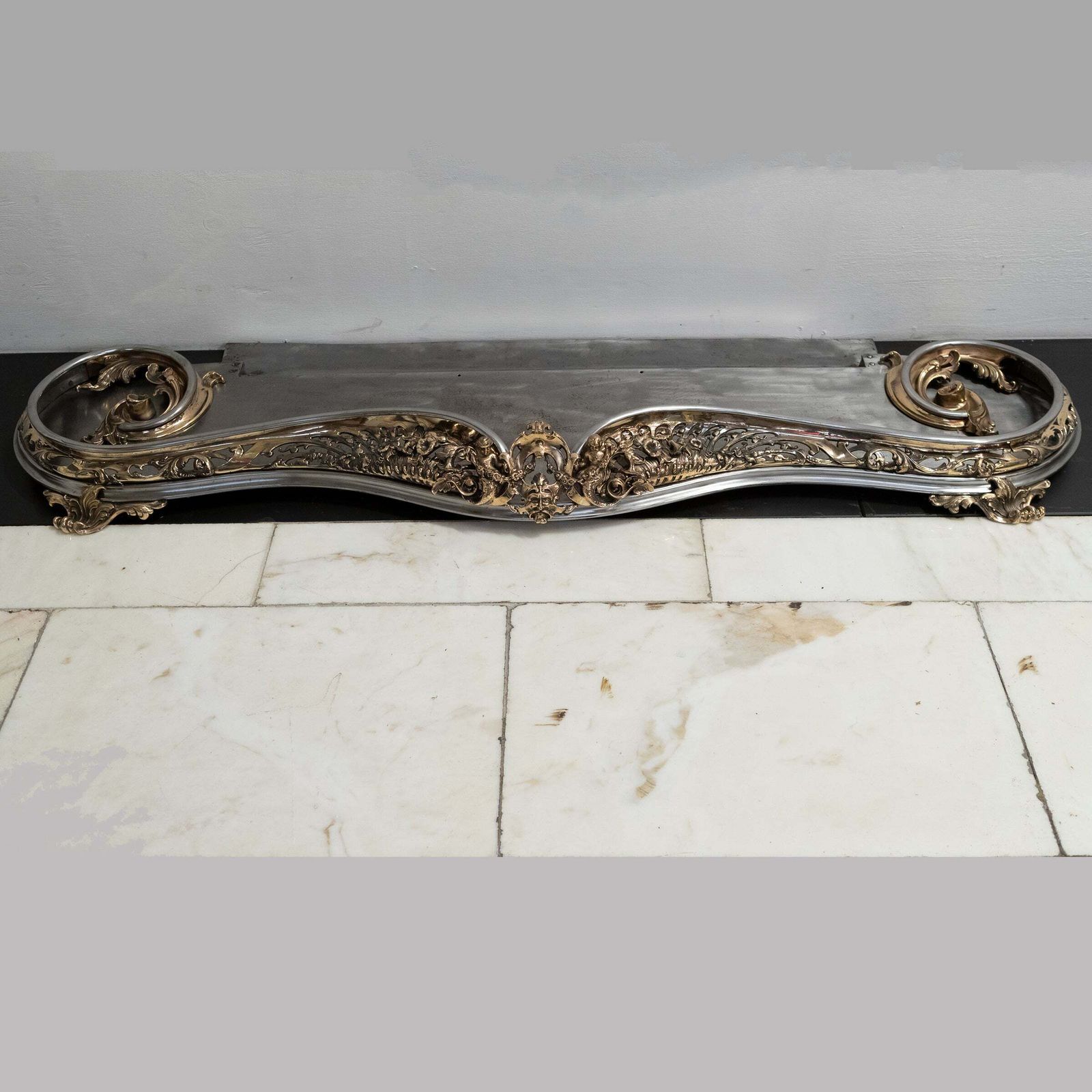photo furniture Antique Serpentine Rococo Fireplace Fender