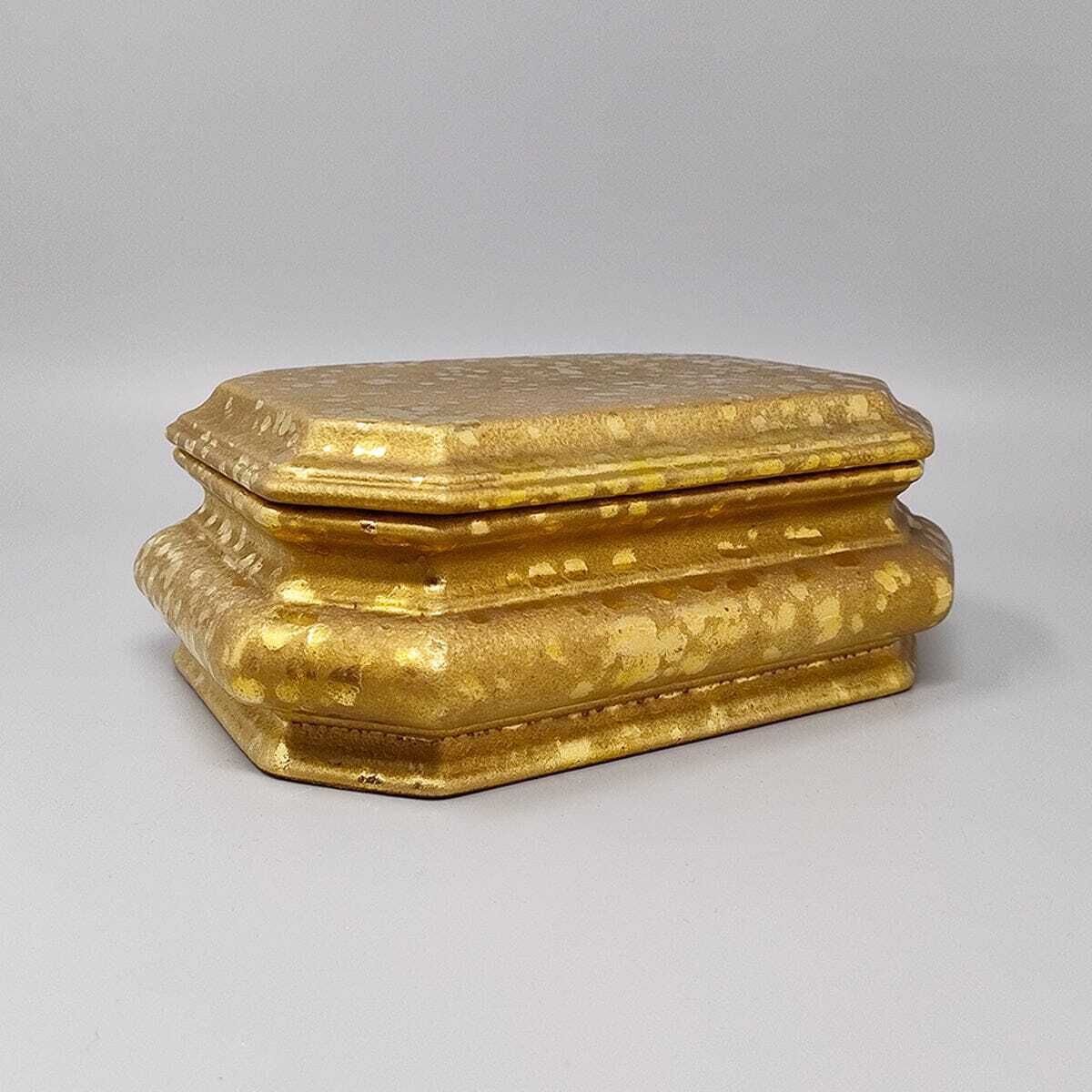 photo furniture 1970s Exquisited Handcrafted Smoking Set In Ceramic And Gold Leaf. Made In Italy