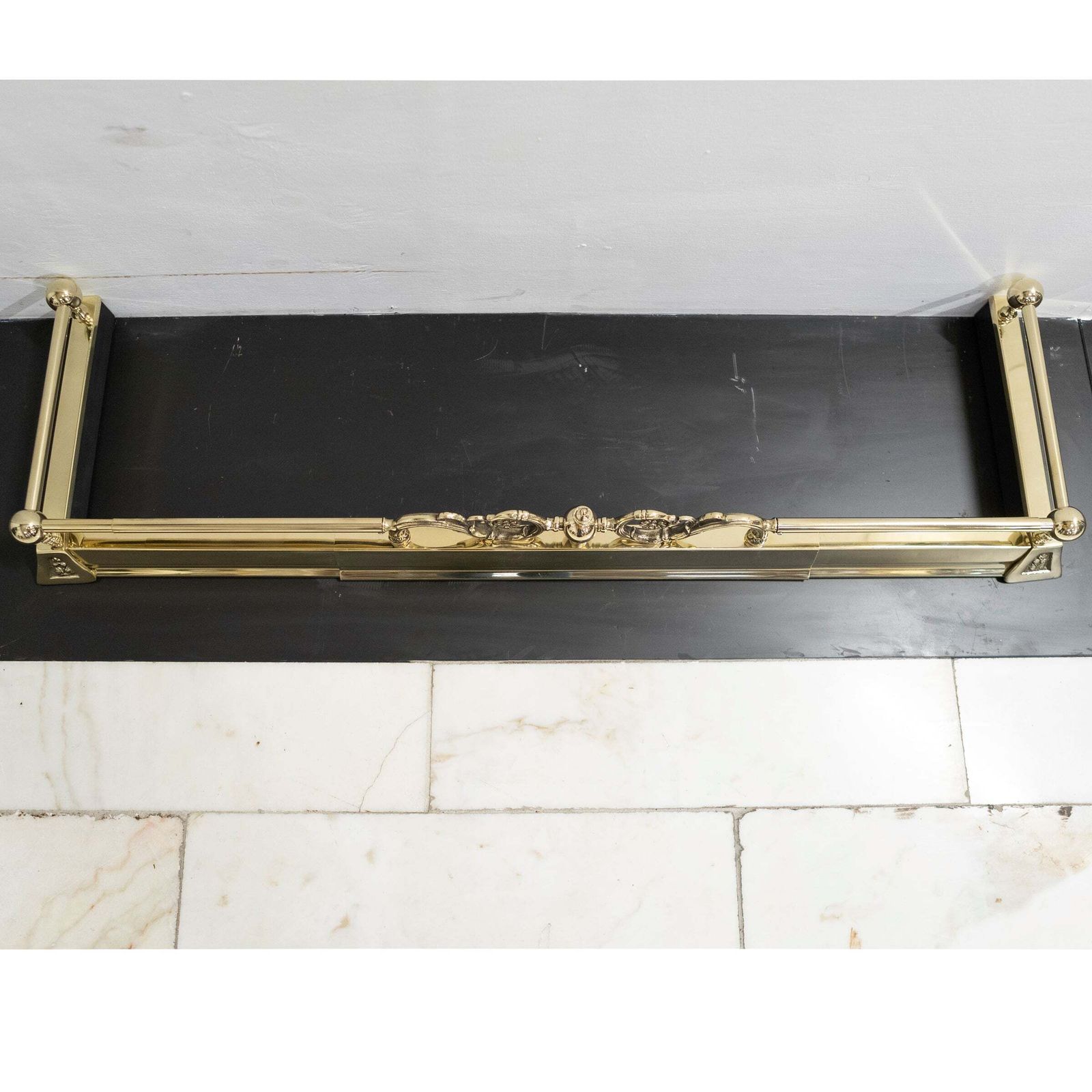 Antique Adjustable Brass Fireplace Fender photo vinterior