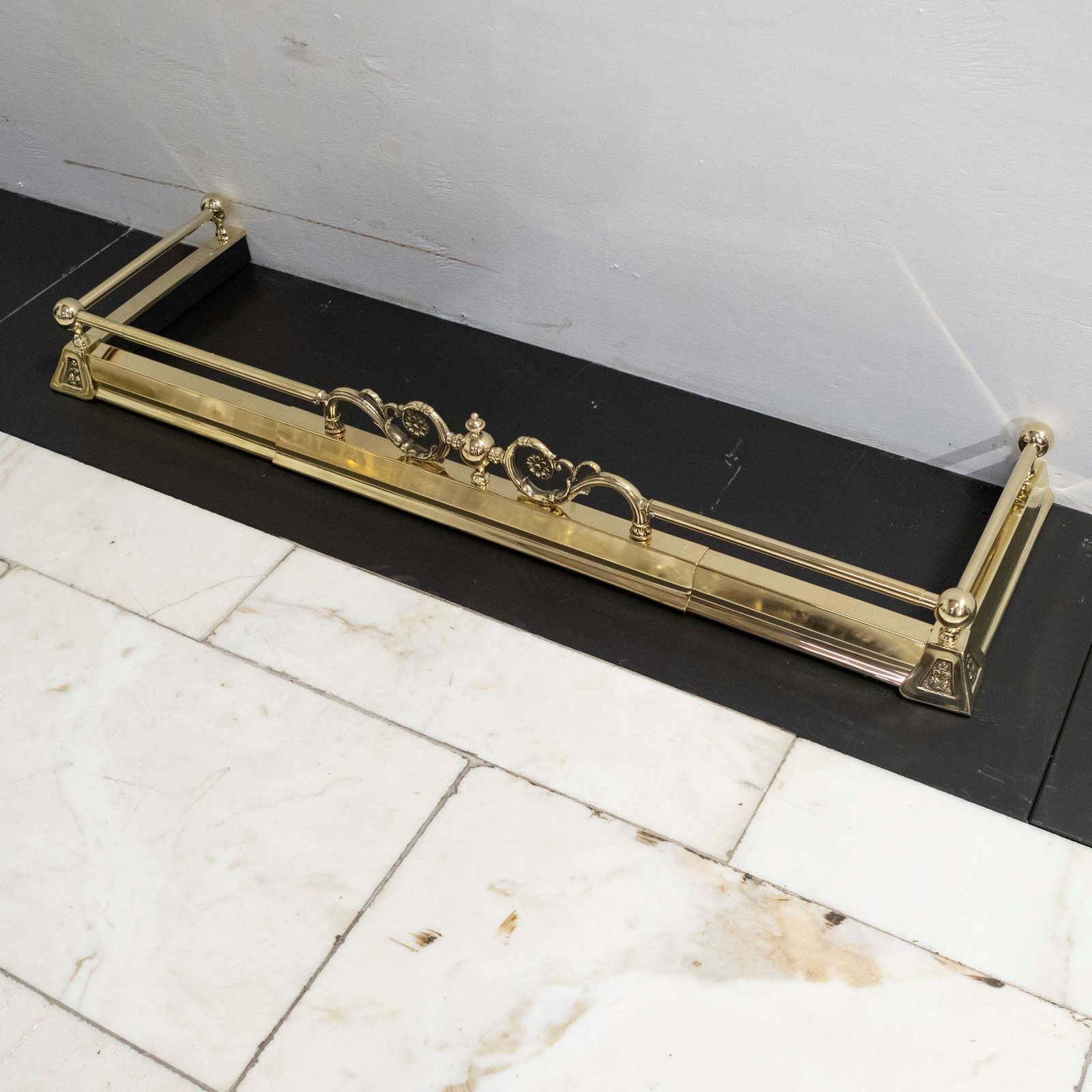 Antique Adjustable Brass Fireplace Fender photo buy