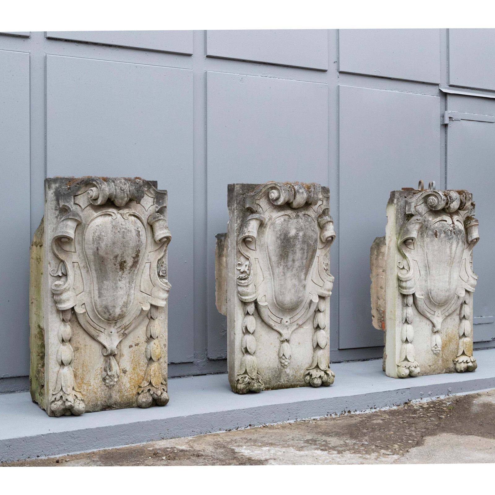 3 Monumental Antique Carved Keystones | London Building Facade photo Art