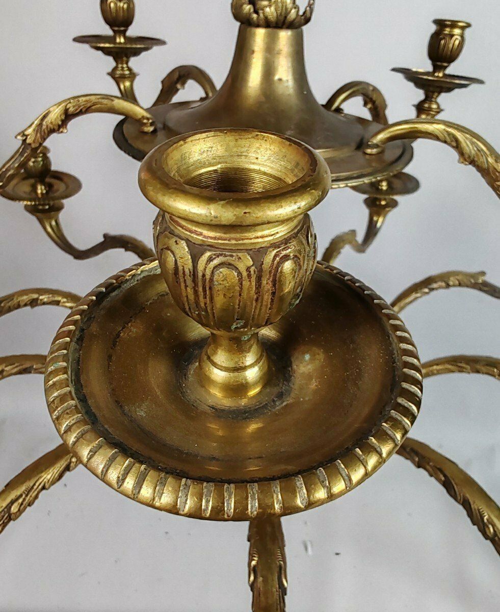 Lustre en bronze de style Louis XVI, milieu du XXe siècle photo vinterior