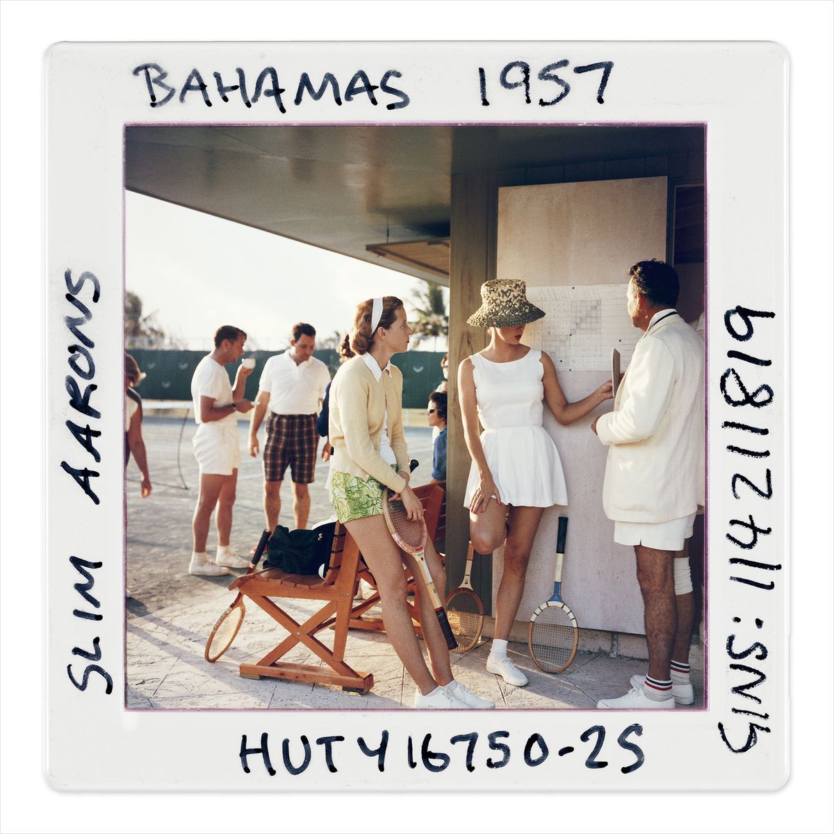 Slim Aarons 'Tennis In The Bahamas Slide' Framed White
