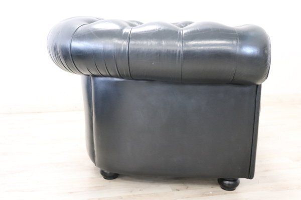 Set Of Sofa And Armchair In Black Leather, 1980s photo furniture