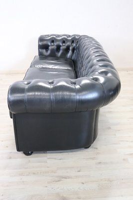 Set Of Sofa And Armchair In Black Leather, 1980s photo vinterior