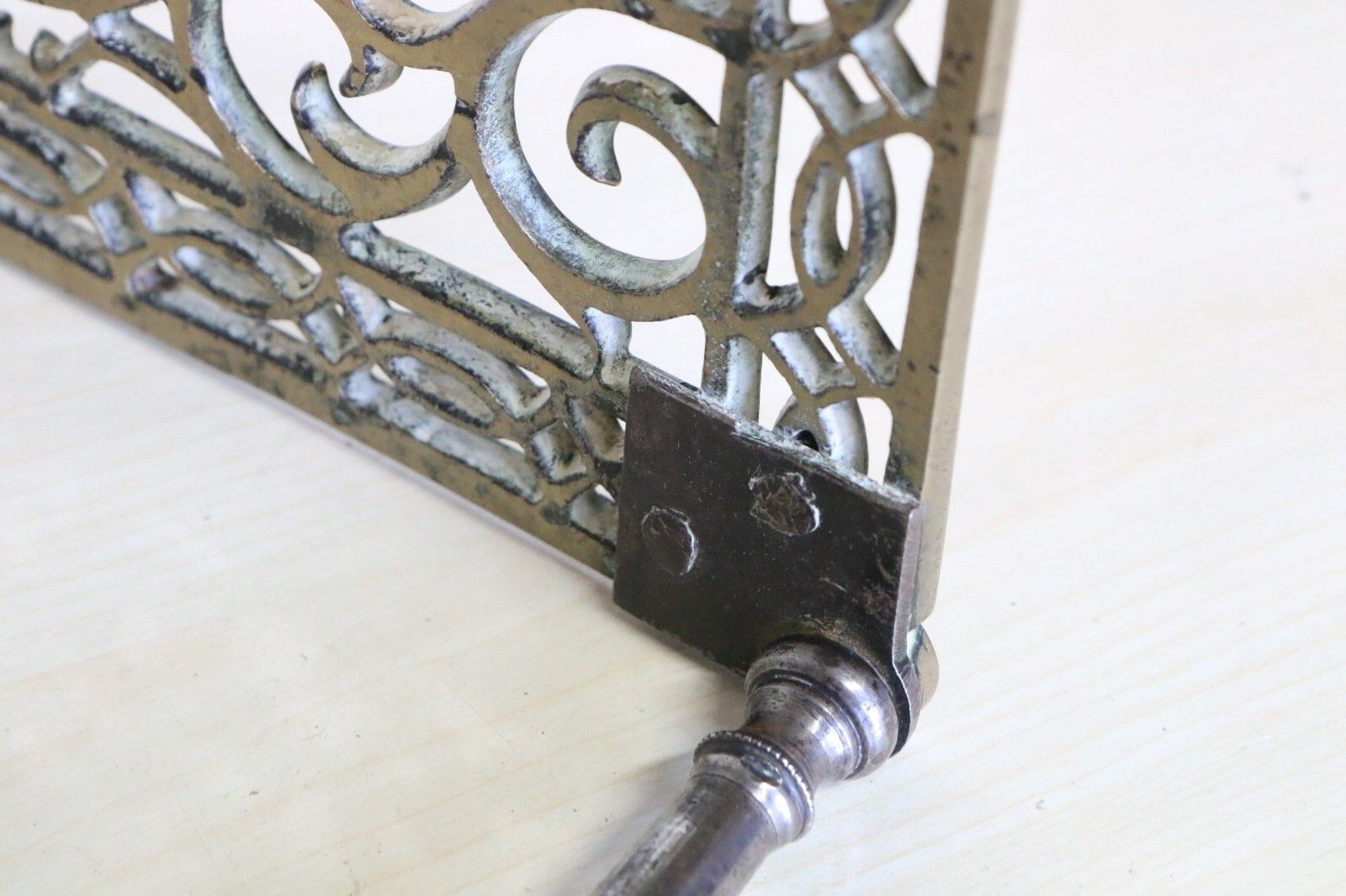 photo buy Antique Brass Footman Trivet Mid 19th Century Decorative Wrought Iron Base