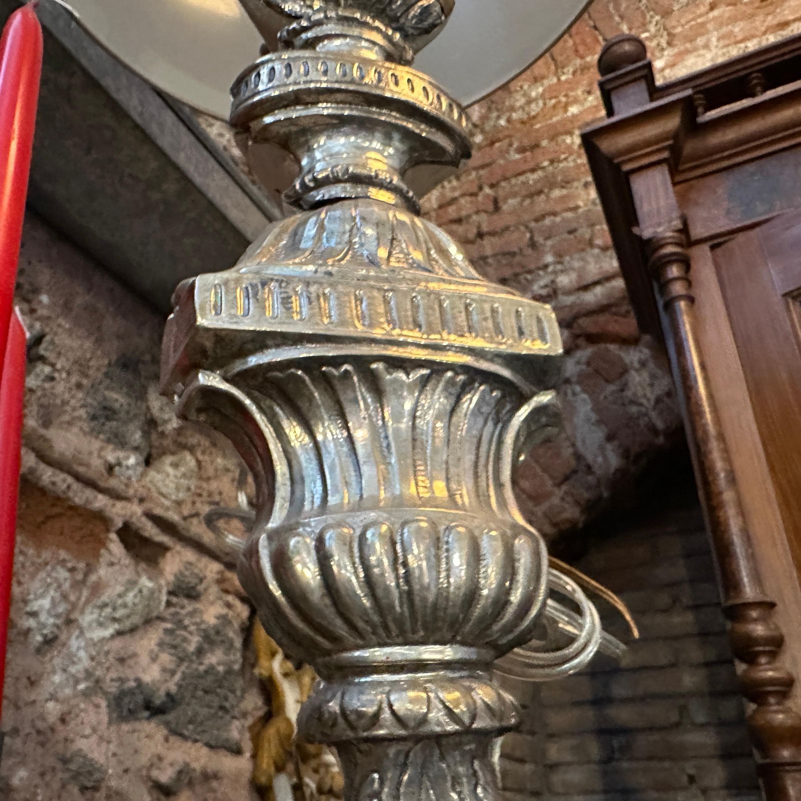 Louis XV Wood And Metal Italian Torchere Mounted As A Table Lamp photo furniture