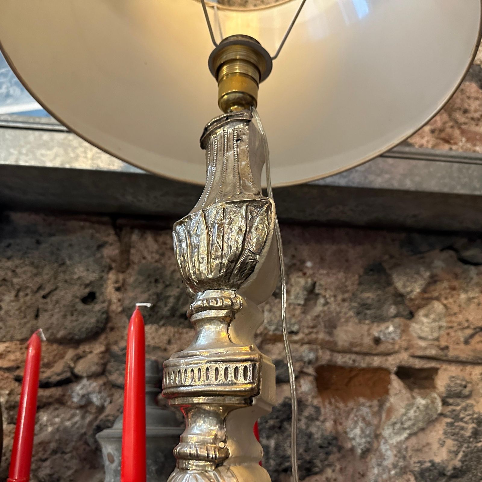 Louis XV Wood And Metal Italian Torchere Mounted As A Table Lamp photo 1031.0