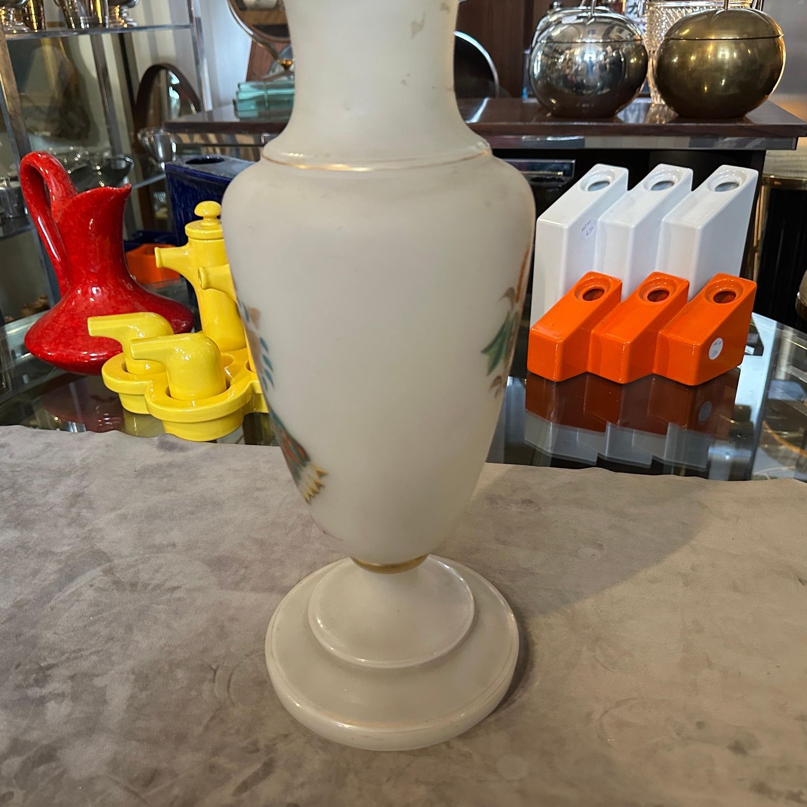 An Art Nouveau Hand Painted Opaline Glass Italian Vase photo 644.0