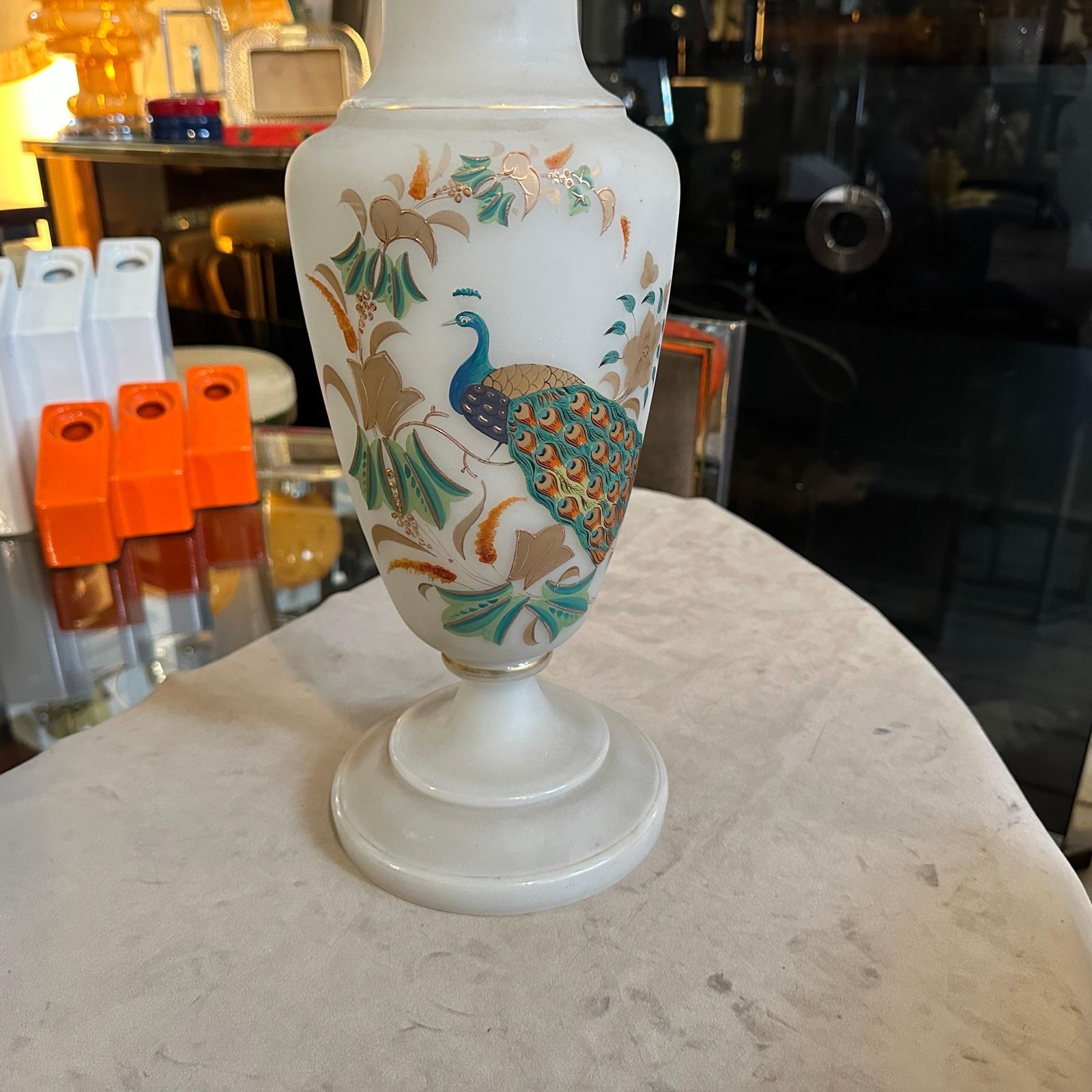 photo vinterior An Art Nouveau Hand Painted Opaline Glass Italian Vase
