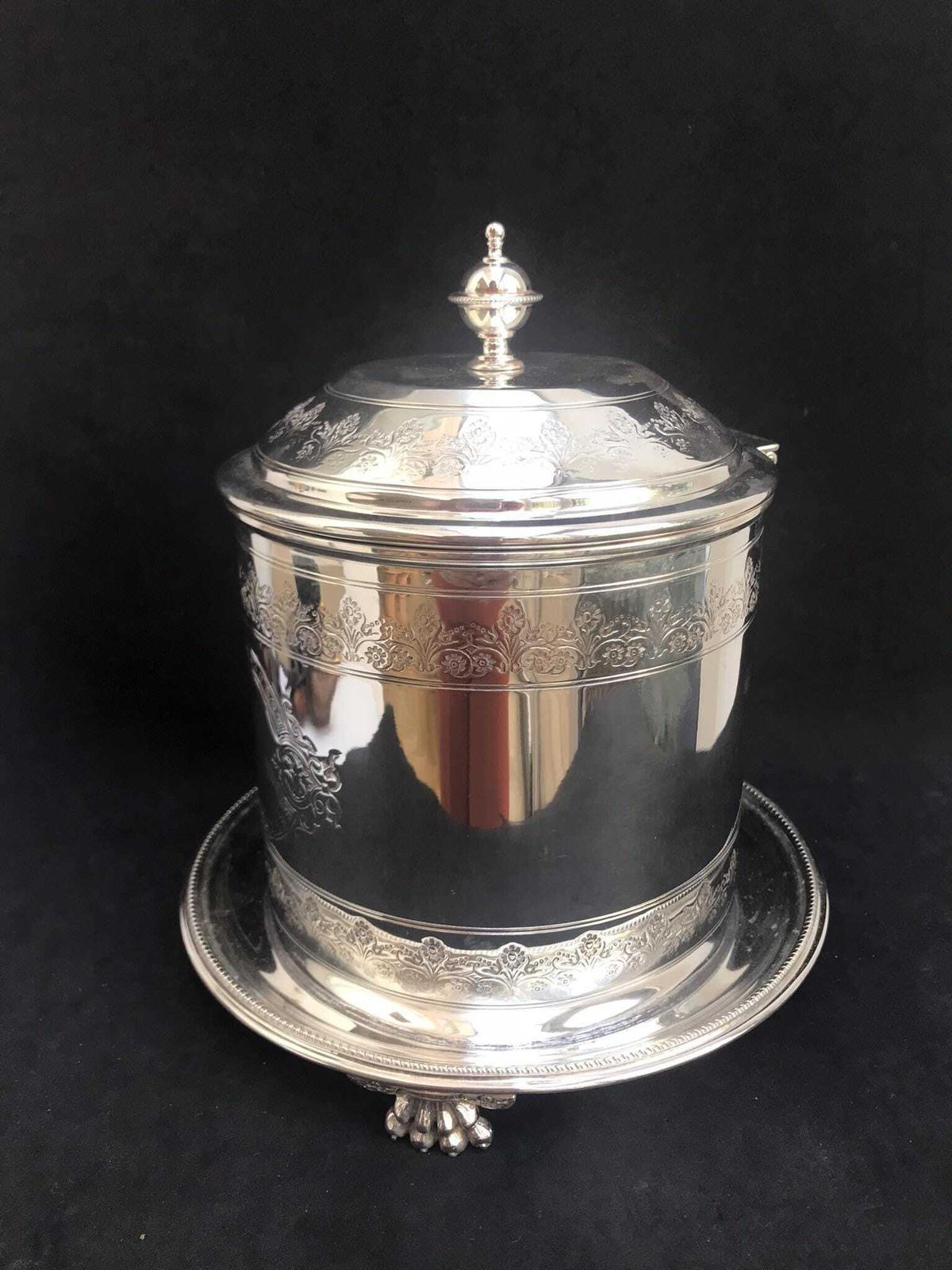 Biscuit Barrel William Hutton And Son Silver Plated Biscuit Box, Cookies Jar Victorian Biscuit Jar Cookie Jar England Gift For Her photo vinterior