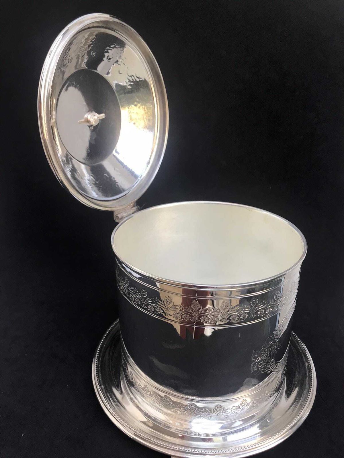 photo for sale Biscuit Barrel William Hutton And Son Silver Plated Biscuit Box, Cookies Jar Victorian Biscuit Jar Cookie Jar England Gift For Her