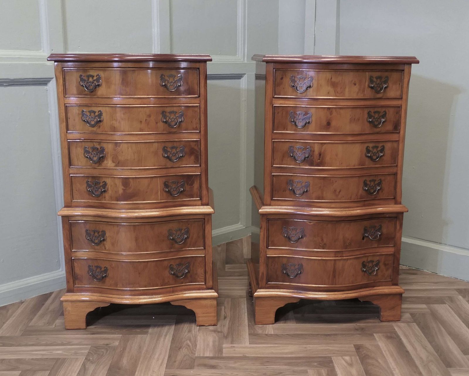 A Pair Of Bur Yew Chest Of Drawers