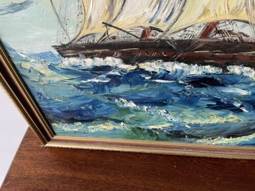 Vintage Framed Large Original Oil Painting Of Clipper Sailing Ship By Doreen Bell photo 150.0
