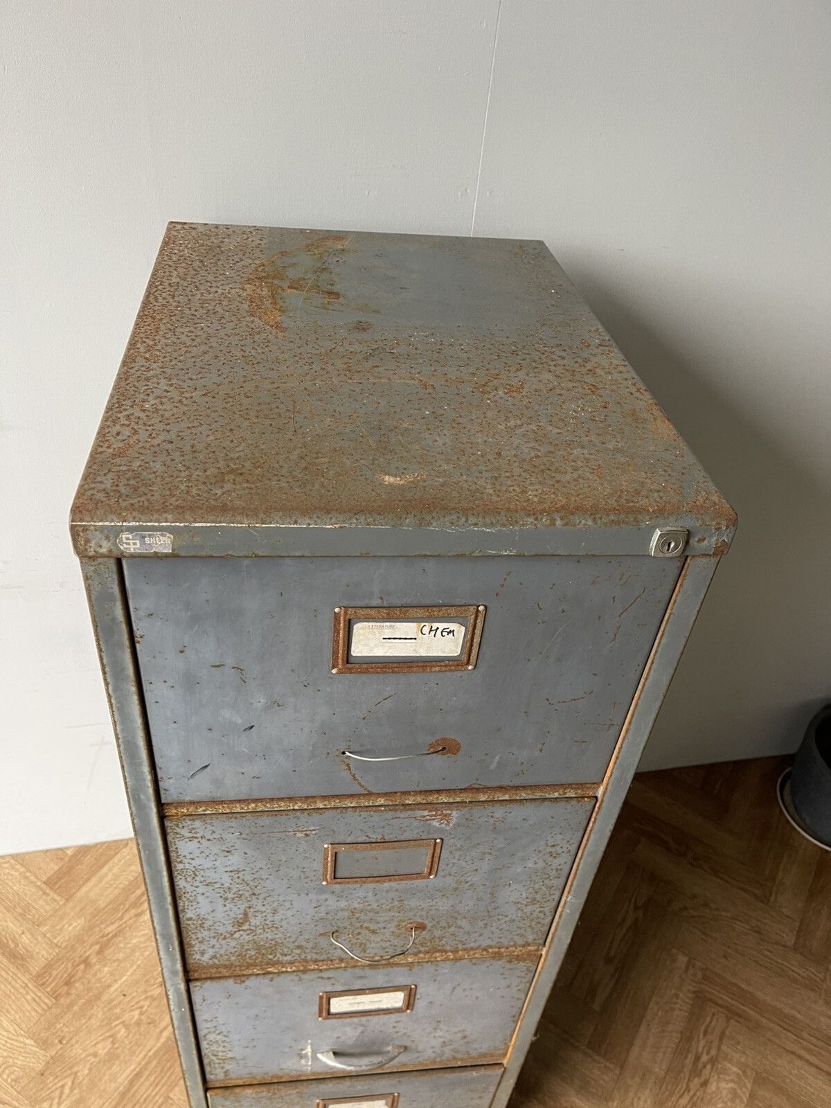 Vintage Industrial Large Deep 4 Drawer Filing Cabinet With Dividers photo furniture