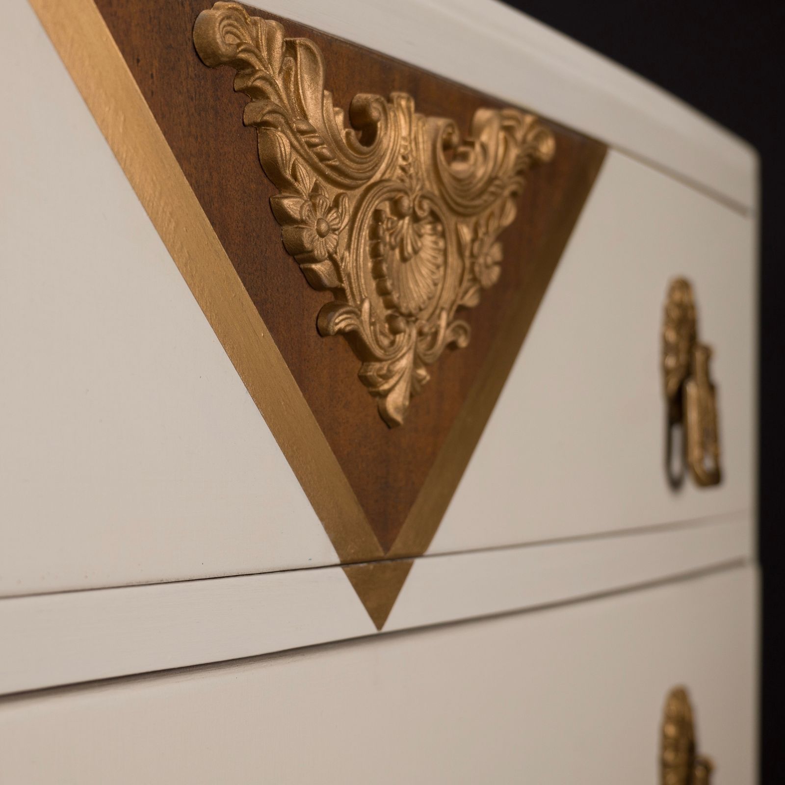 photo furniture Upcycled B&E Chest Of Drawers Cream Gold