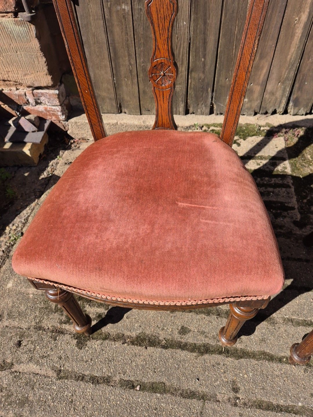 Gorgeous Pair Of Oak Framed Antique Dining/Bedroom/Occasional Chairs photo vinterior