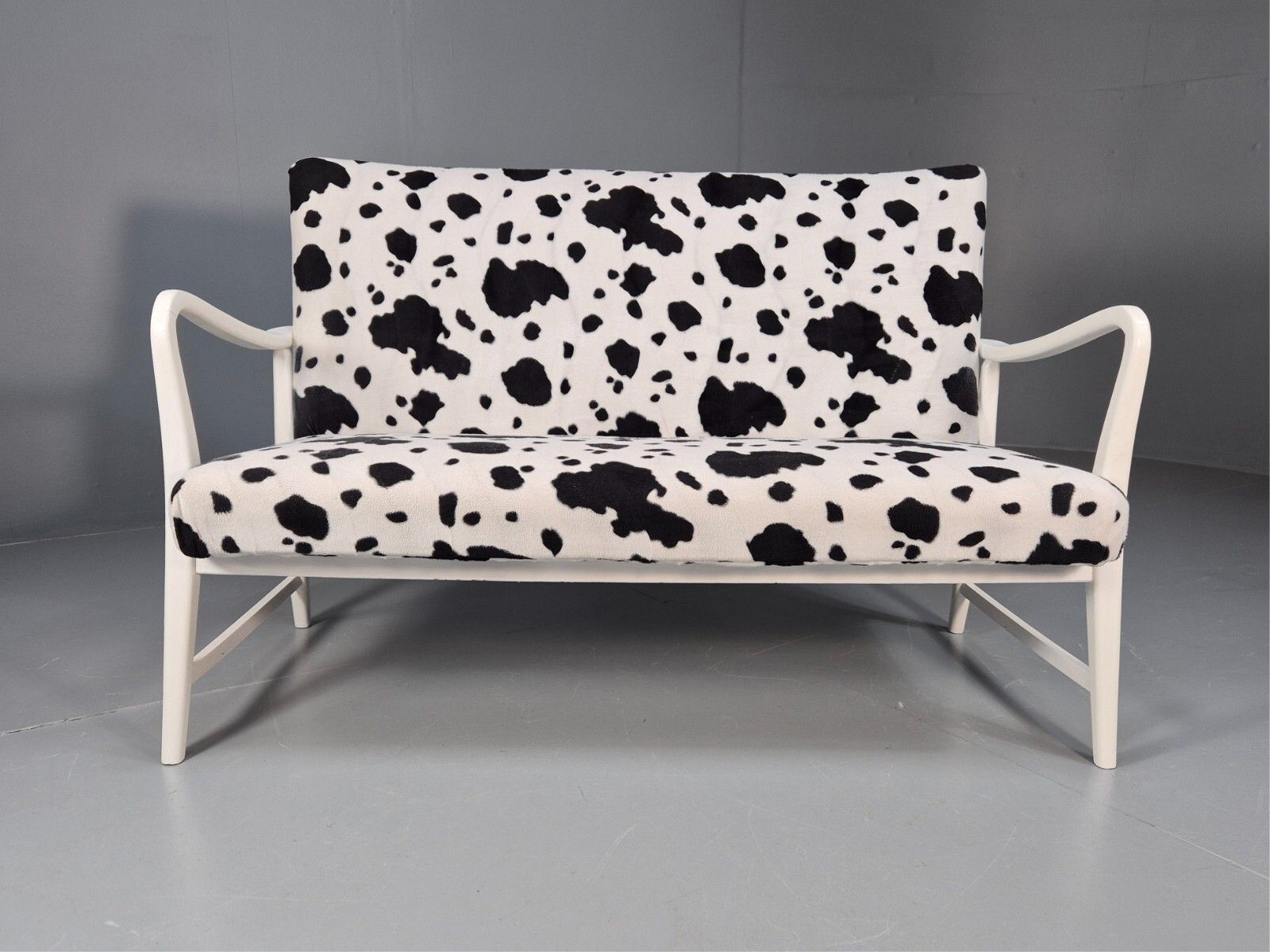 Vintage Danish Mid Century Sofa Cow Print Retro 1950s Mcm Eb9393 M2ss photo for sale